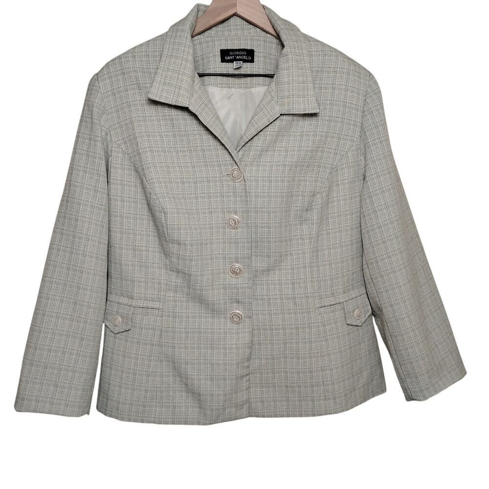 Vintage Giorgio Sant’Angelo Cream Plaid Blazer, 18W35